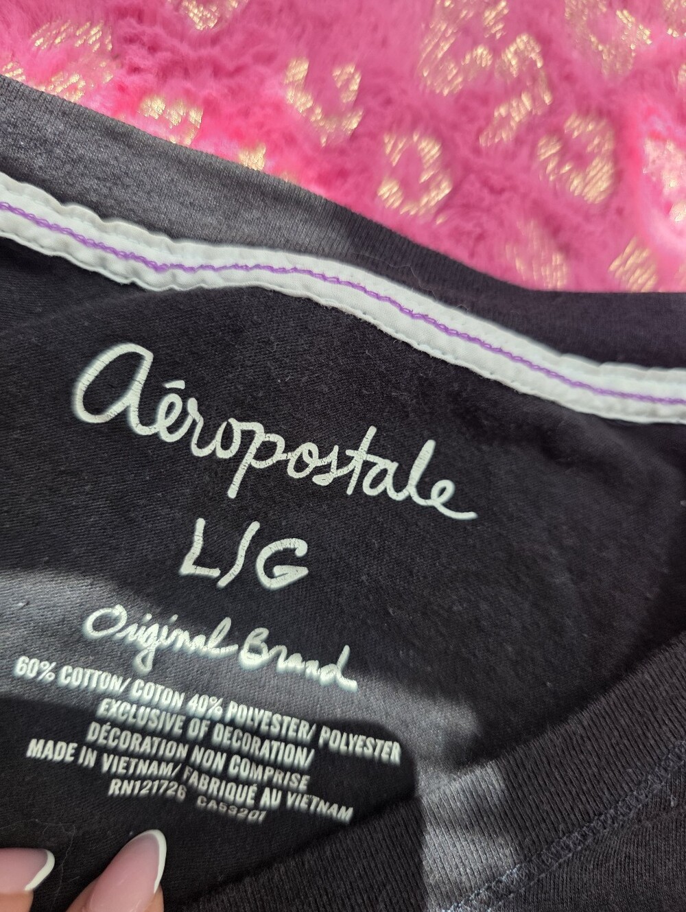2000s Aeropostale black graphic baby tee Y2k Size Large - Picture 3 of 3
